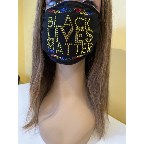 Black Lives Matter Bling Multicolor Face Mask - Picture 4 of 10